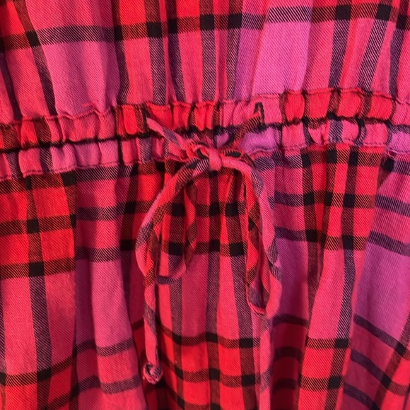 We The Free People Womens Top Red and Pink Distress Boho Button Down - Picture 10 of 11